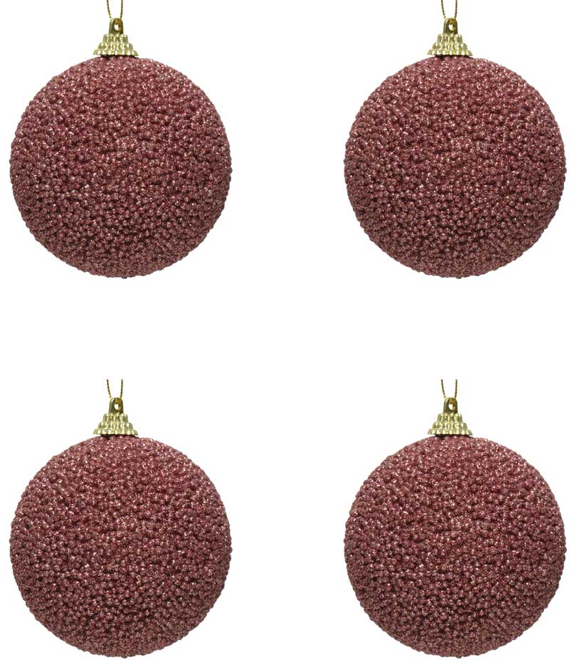 OFFERTA 6 PALLINE DI NATALE ROSA VELLUTO CON GLITTER 8CM