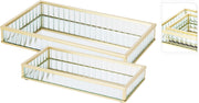 Vassoio piccolo Decorativo Trasparente con Bordo Oro 20x10cm