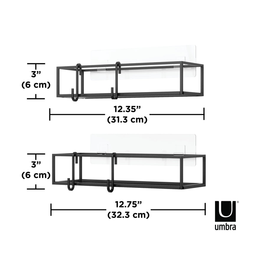 Mensole per Doccia Cubiko Set di 2 Nero UMBRA