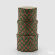 Set 3 Pezzi Scatola Stelle Rotondo H.17 D.25 Verde/Rosso