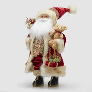Statuina Babbo Natale con Orsetto H.80 Bianco/Rosso