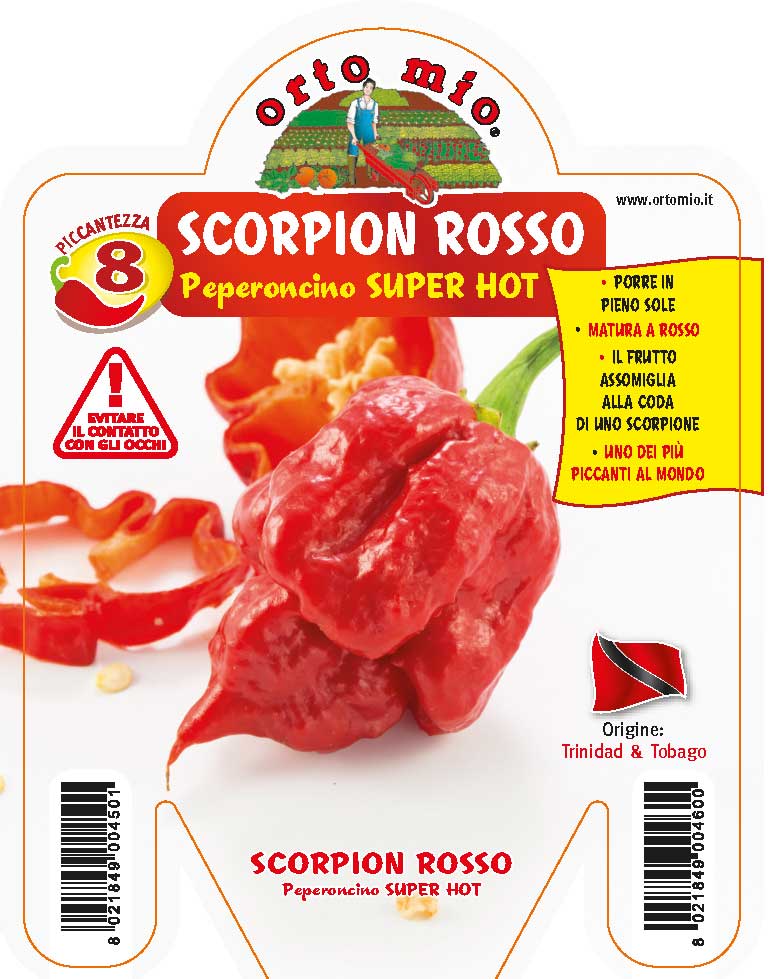 3 PIANTE IN VASO Ø10CM DI PEPERONCINO TRINIDAD SCORPION ROSSO