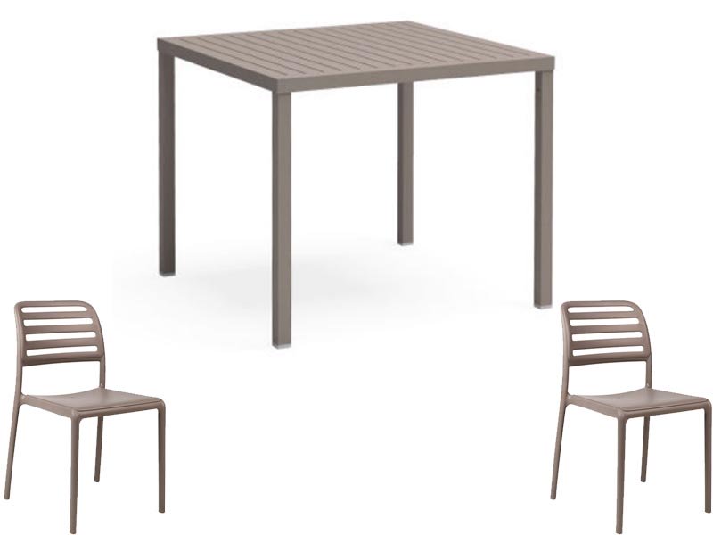 OFFERTA TAVOLO CUBE 80X80 + 2 SEDIE COSTA BISTROT COLORE A SCELTA