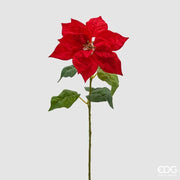 Ramo Stella Natale con Foglie H.70 D.25 Rosso