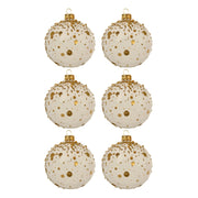 OFFERTA 6 PALLINE DI NATALE IN VETRO D.8CM BIANCA CON GLITTER
