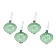 OFFERTA 4 PALLINE DI NATALE A CIPOLLA IN VETRO VERDE 8CM