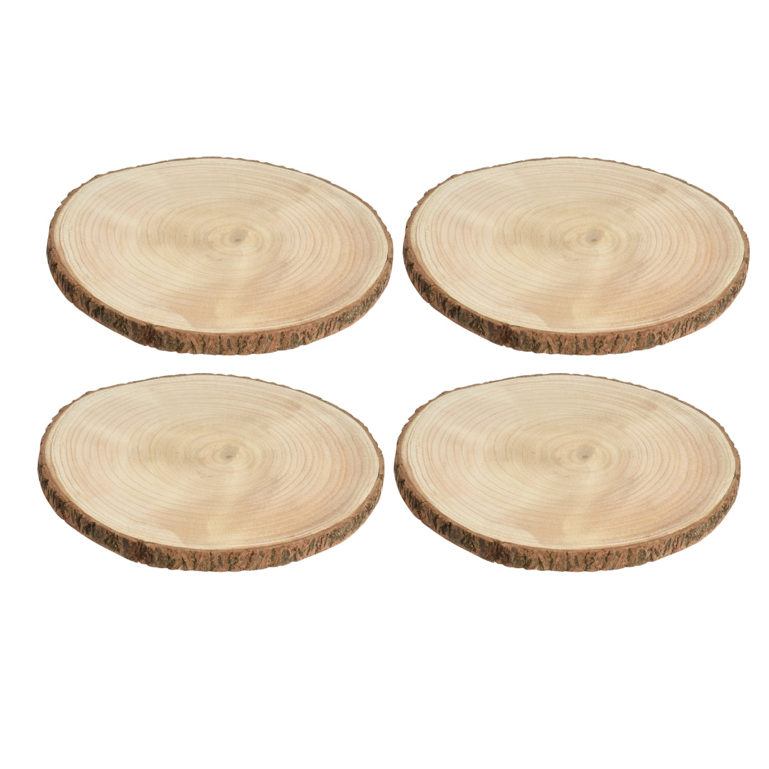 OFFERTA 4 DISCHI DECORATIVI IN LEGNO NATURALE 20X2CM