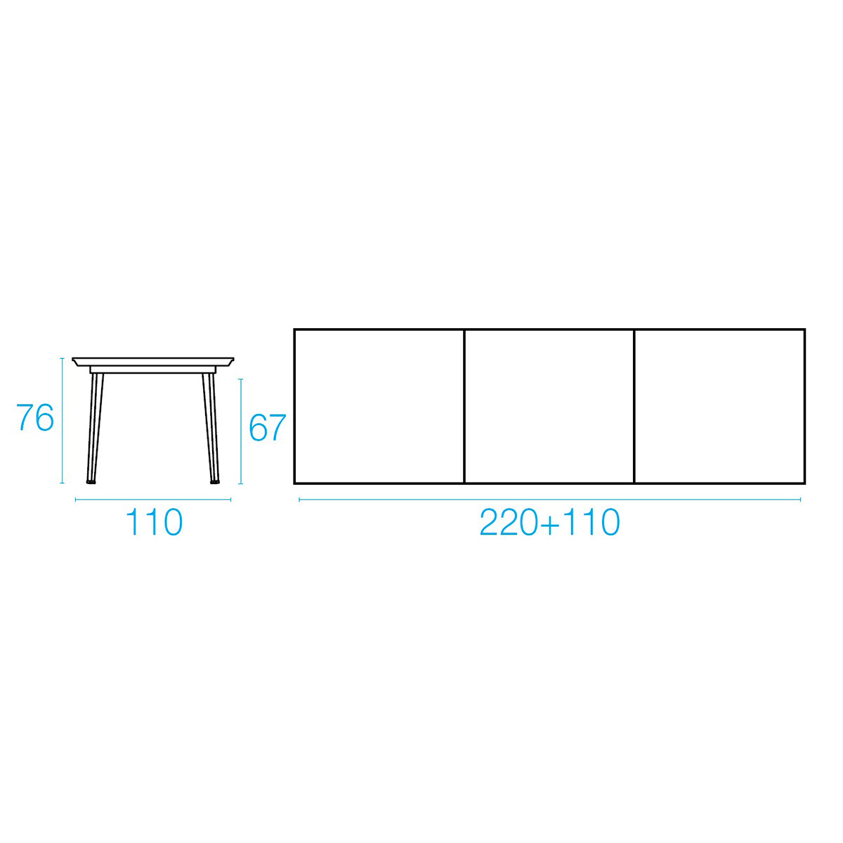 TAVOLO PLUS4 IMPERIAL ALLUNGABILE 220+110X110CM TORTORA