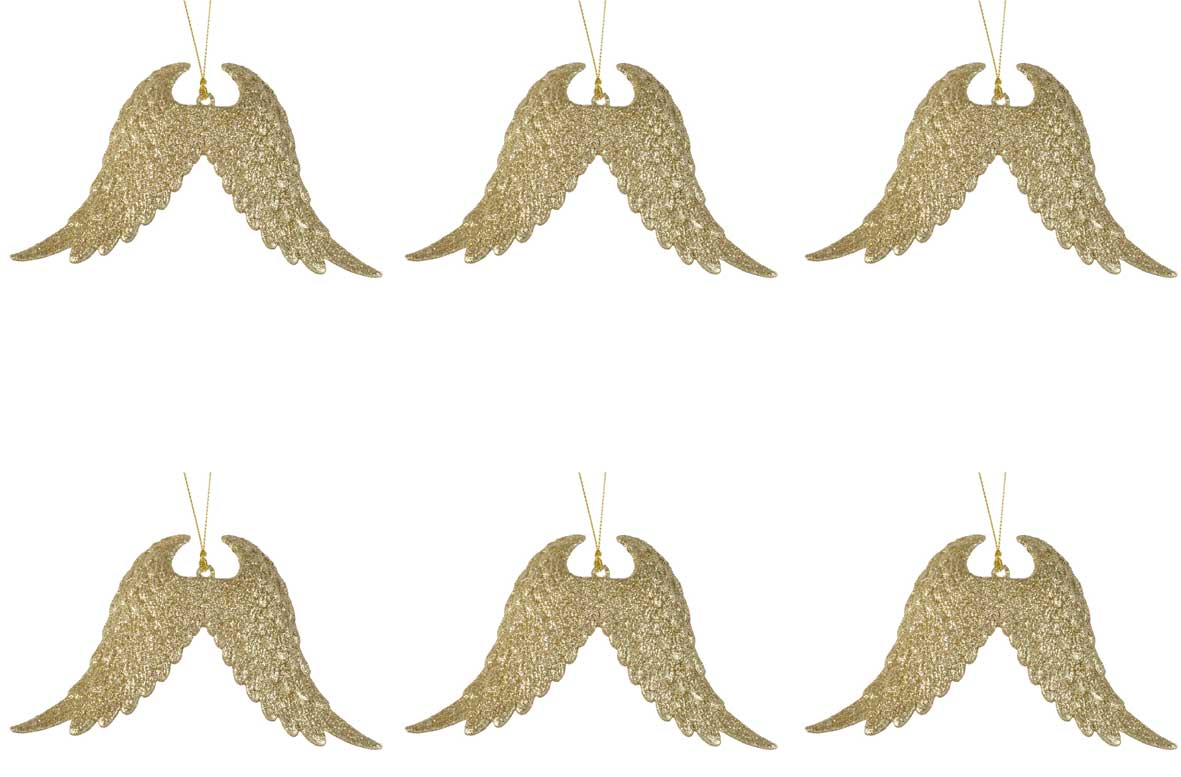 OFFERTA 6 ALI CON GLITTER APPENDIBILI 2X16X10CM ORO CHIARO