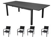 OFFERTA TAVOLO ALLUNGABILE GRAFITE 160/240X100CM GENES + 4 POLTRONE DUCA