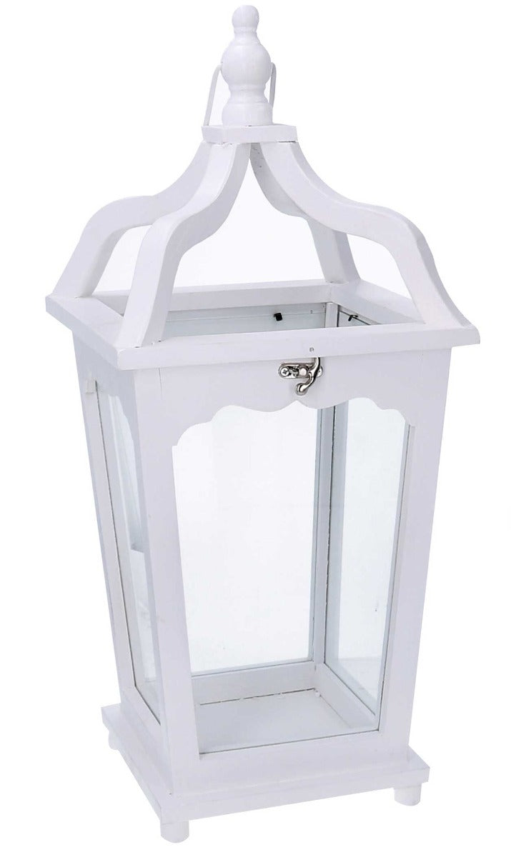 LANTERNA IN LEGNO BIANCA 23X23X58CM