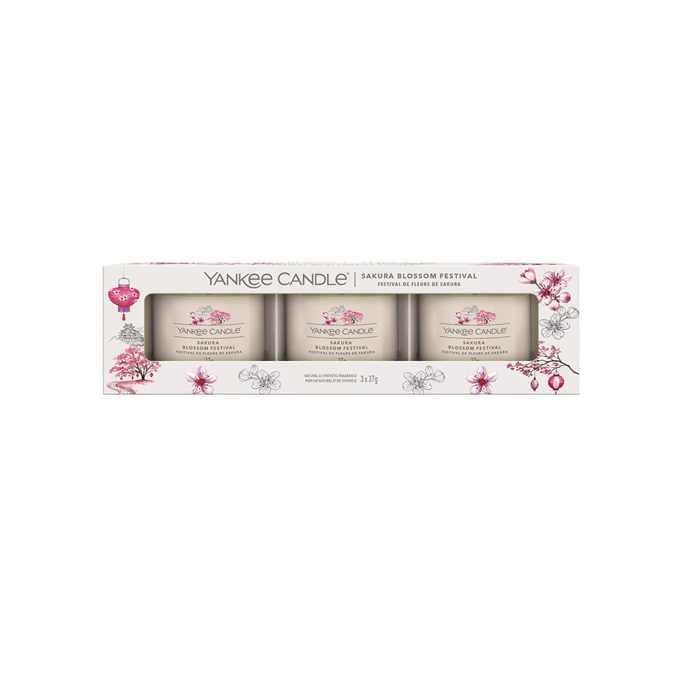 3 CANDELE PROFUMATE VOTIVE IN VETRO SAKURA BLOSSOM FESTIVAL