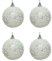 OFFERTA 4 PALLINE 8CM CON GLITTER BIANCO INVERNO