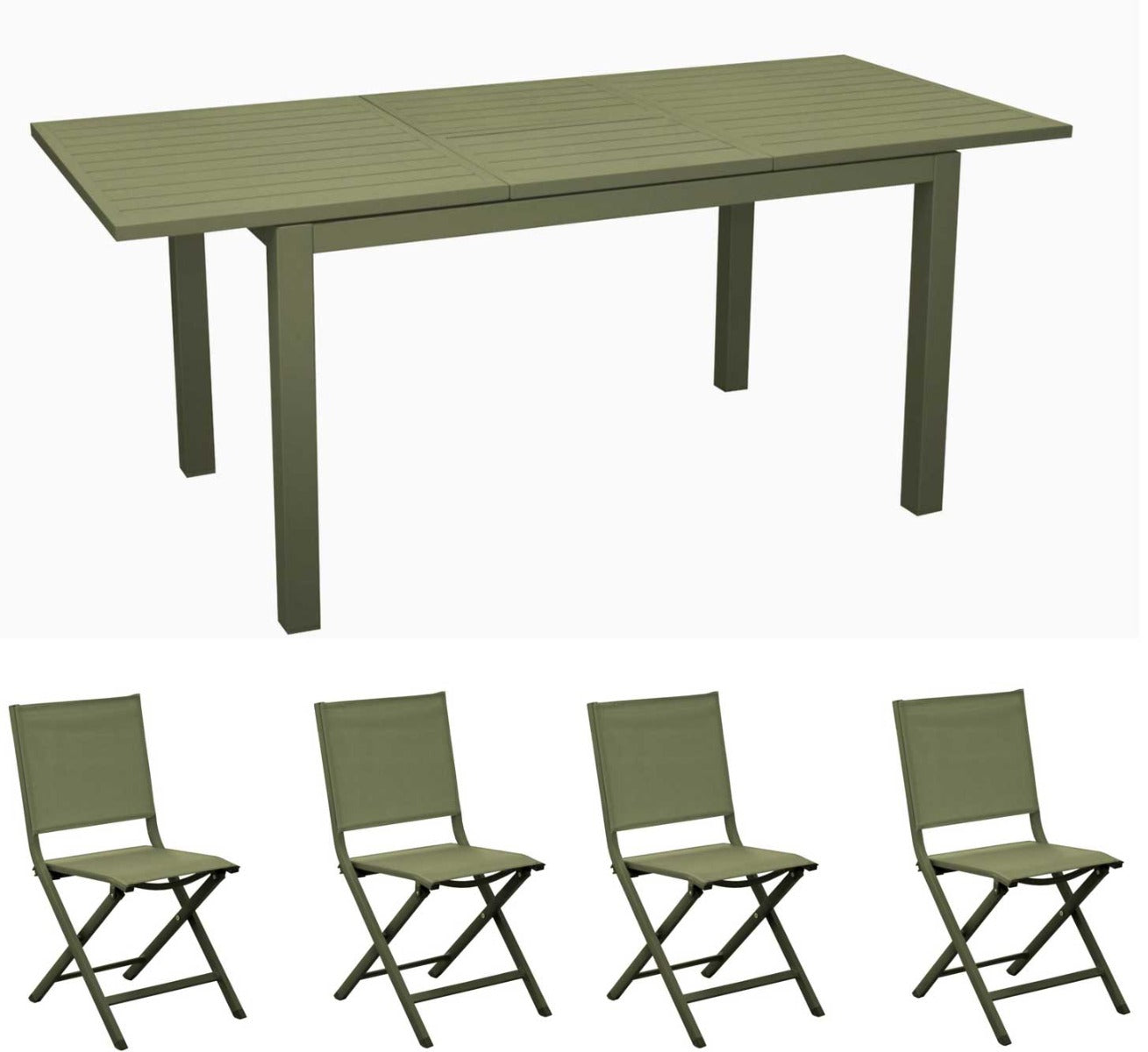 OFFERTA TAVOLO ALLUNGABILE VERDE 110/170X70CM GENES + 4 SEDIA THEMA