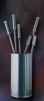 BARILOTTO TONDO INOX CON 4 ACCESSORI PER CAMINO/STUFA