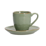 TAZZA DA CAFFE' CON PIATTINO VERDE OLIVA