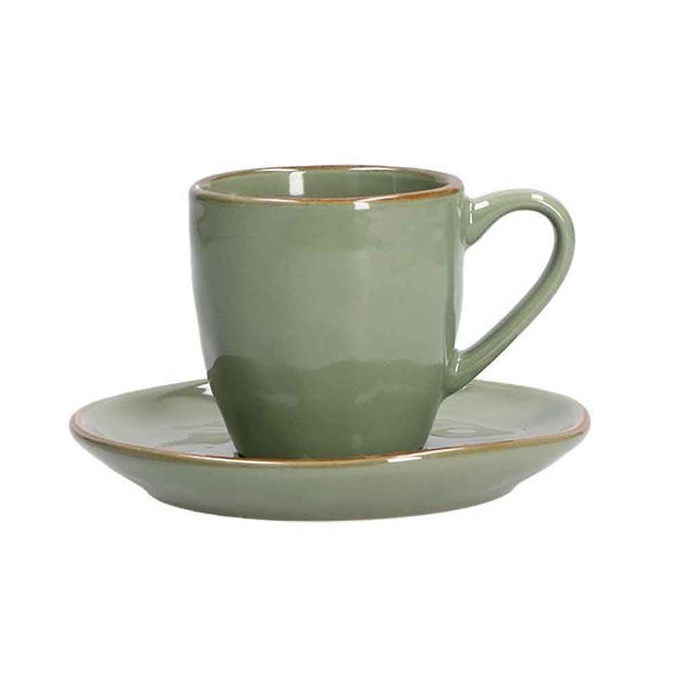 TAZZA DA CAFFE' CON PIATTINO VERDE OLIVA