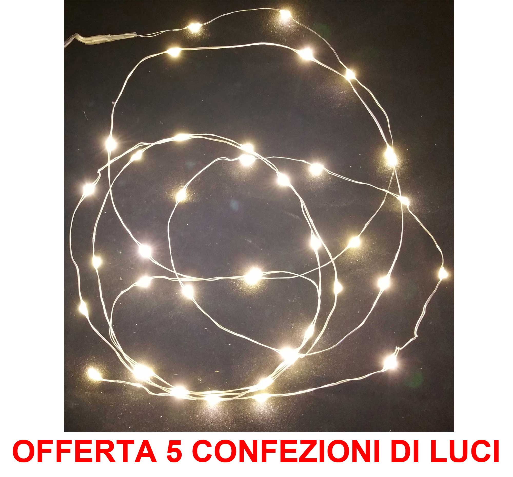 OFFERTA 5 CONFEZIONI DA 20 MICROLED LINEARI LUCI BIANCO CALDO A BATTERIA