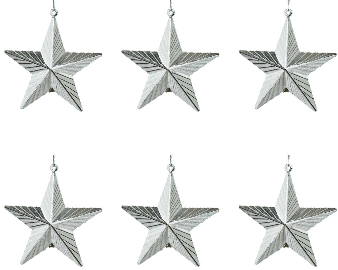 OFFERTA 6 STELLE DI NATALE APPENDIBILI ARGENTO 2X9,5X9CM