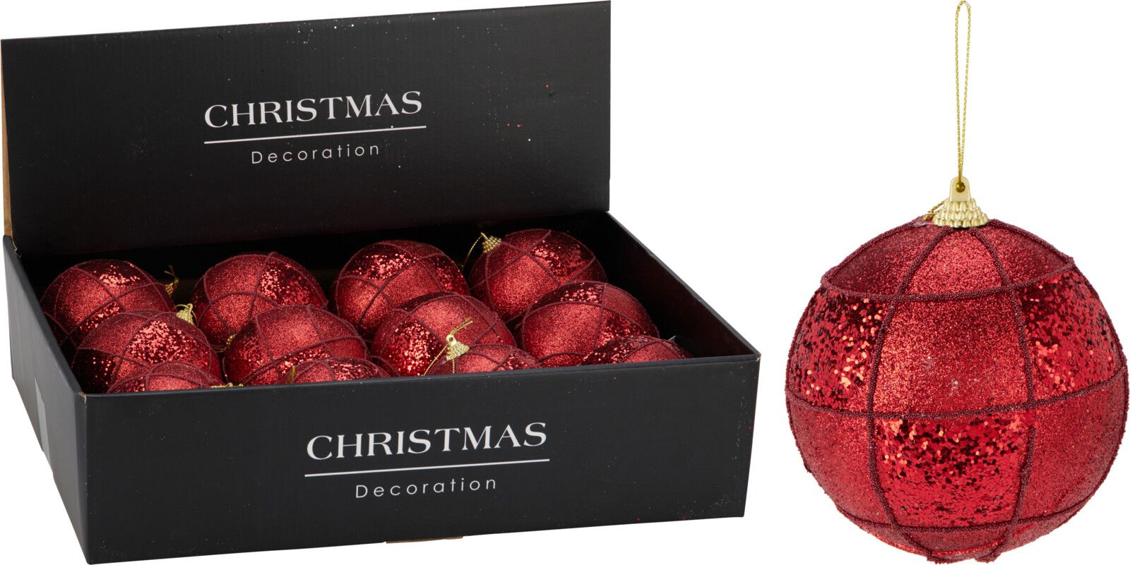 pallina di natale Glitter Natalizia 10cm Rossa