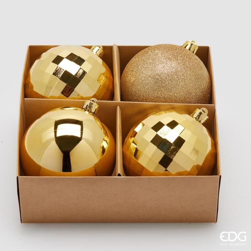 Confezione 4 Palline di natale D.10 Oro