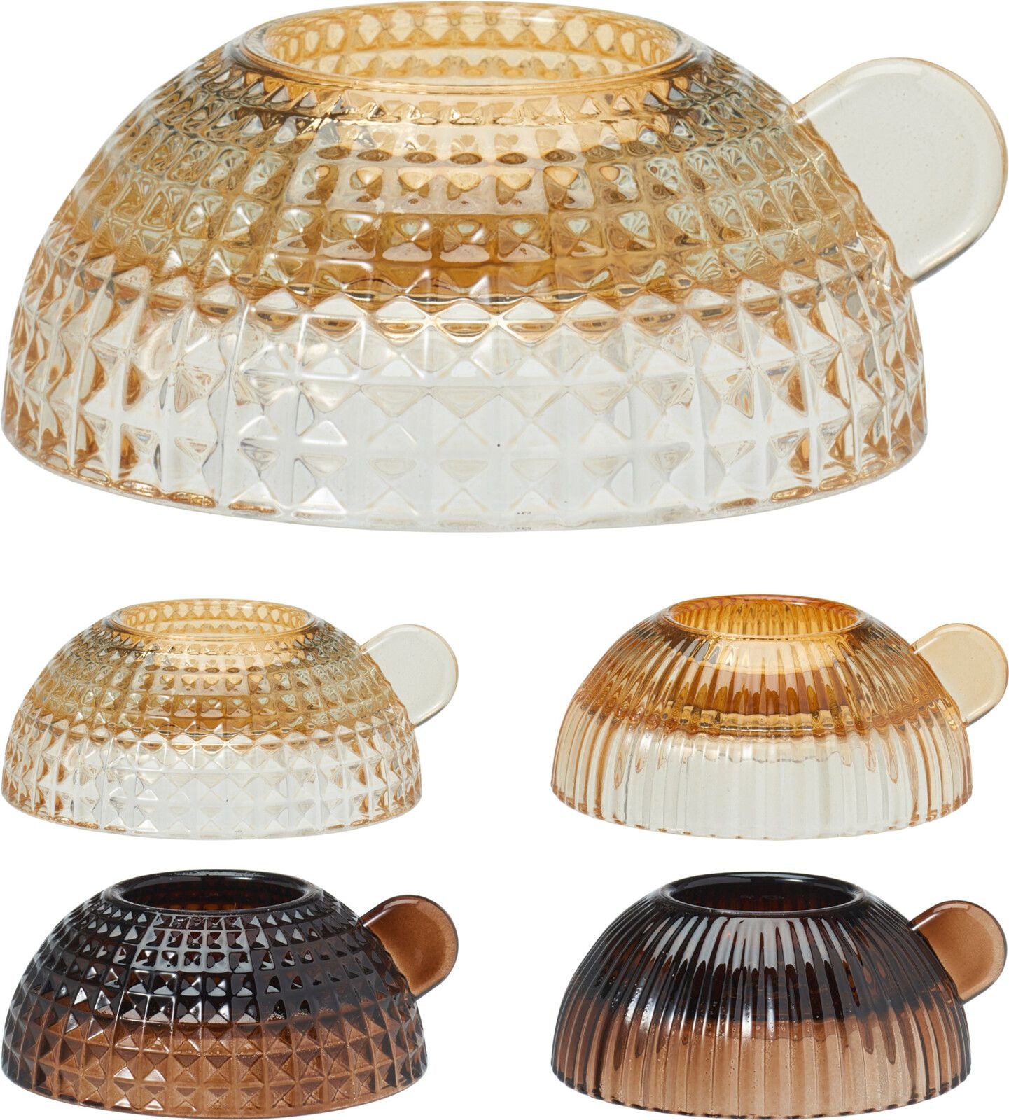 Porta Candele in Vetro Trasparente bianco/nero assortito 10x3cm