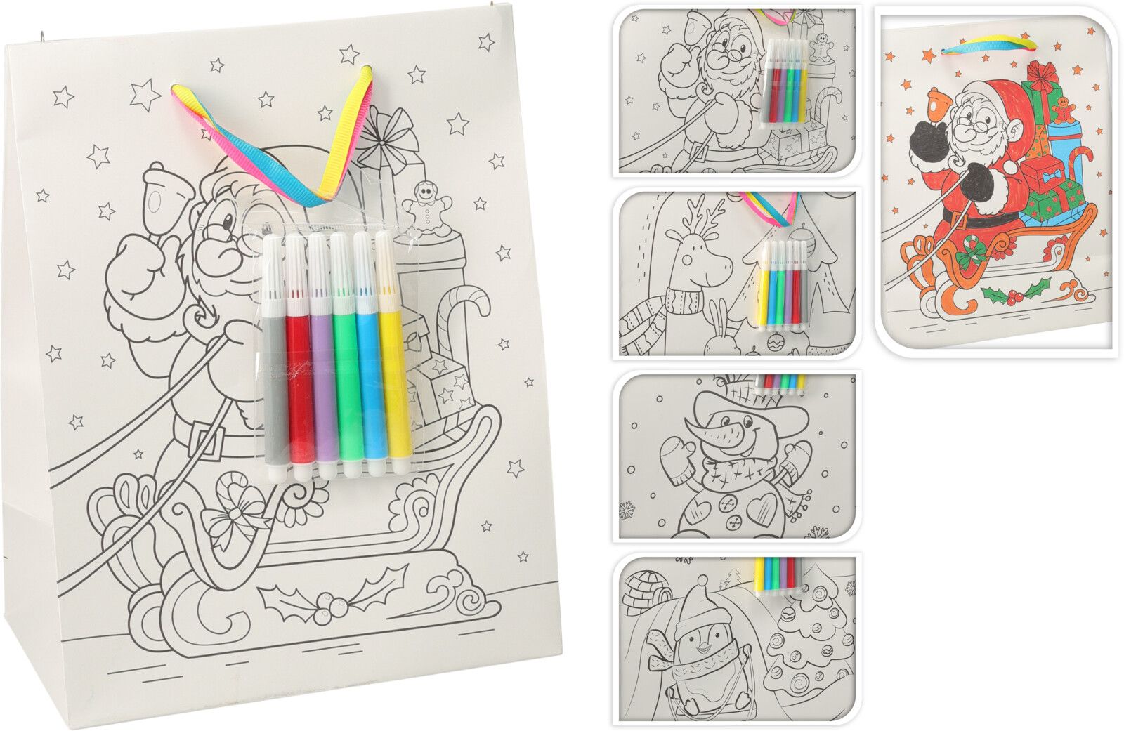 Borsa natalizia da colorare 23x18cm - multicolore assortito