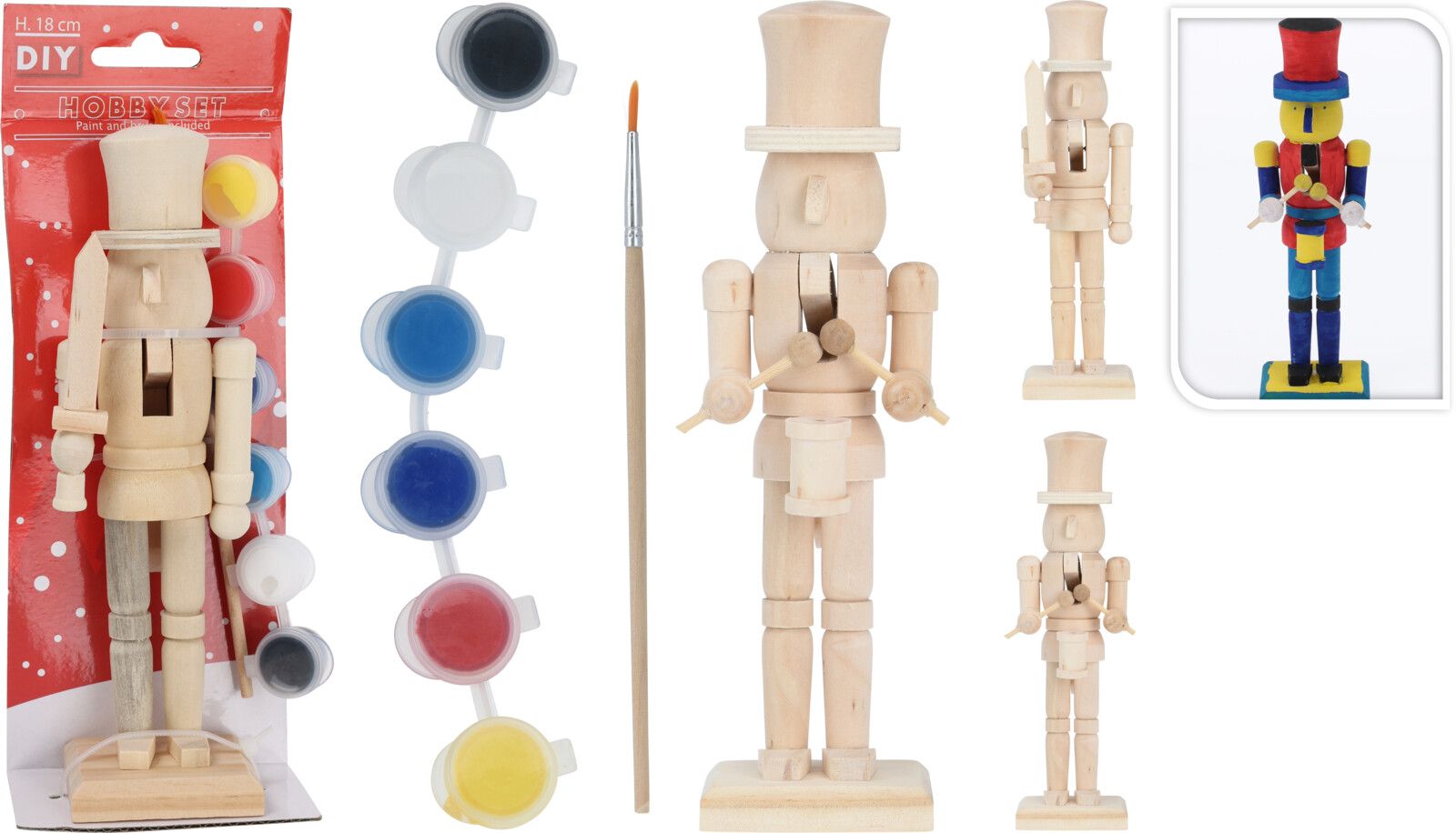 Schiaccianoci natalizio da colorare 18cm - modello assortito