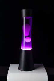 Fisura Lampada di Lava, 40 cm, Base Nera / Liquido Viola / Cera Bianca