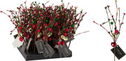 Ramo Natalizio con Bacche e Campanelle 23cm Rosso
