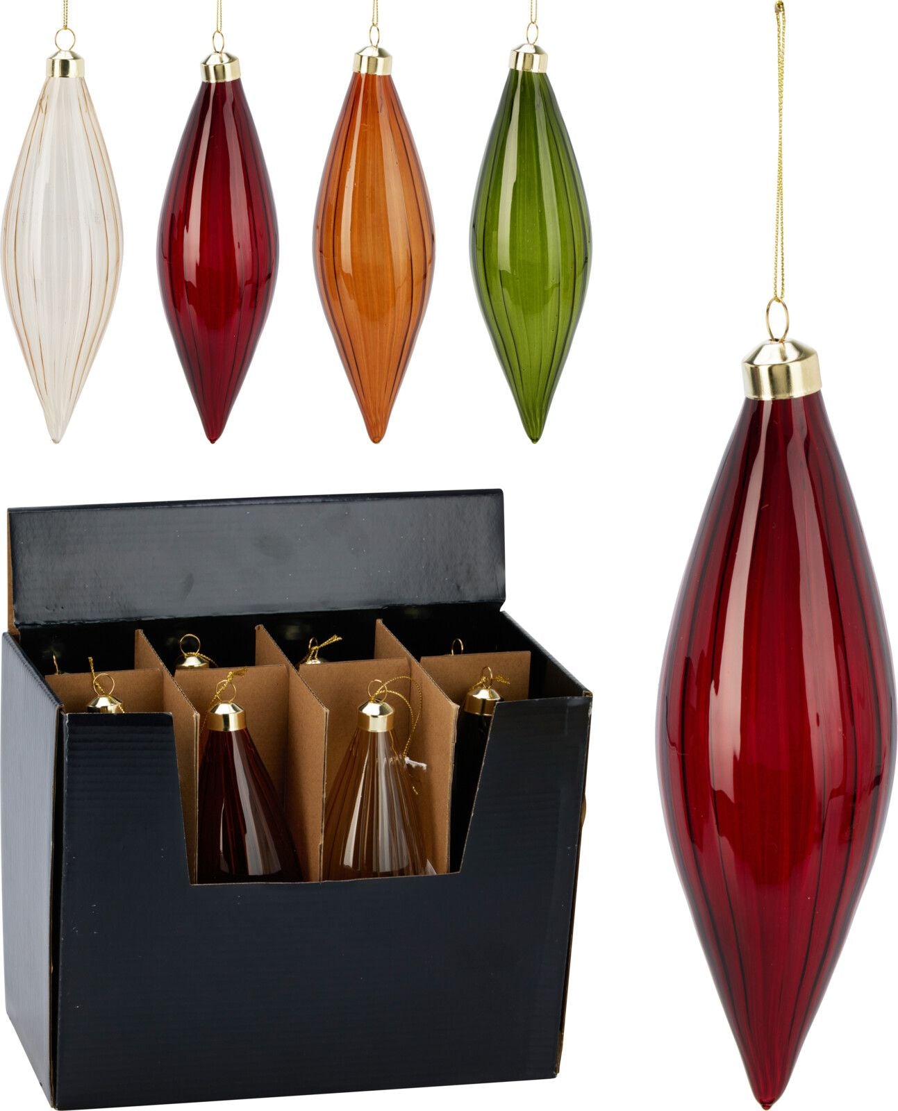 decorazione natalizia appendibile goccia 21cm - rosso/bianco/verde/arancione colore assortito