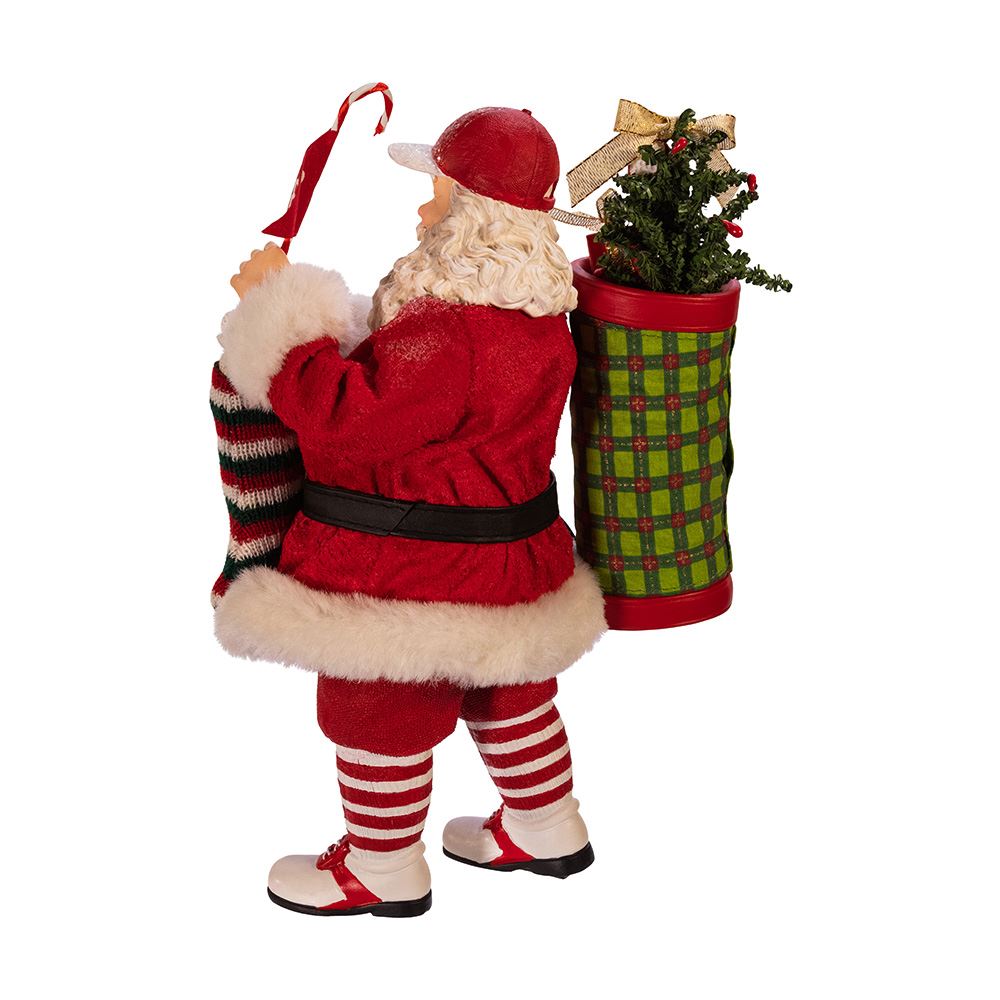 BABBO NATALE CON ATTREZZATURA DA GOLF 28 CM IN RESINA