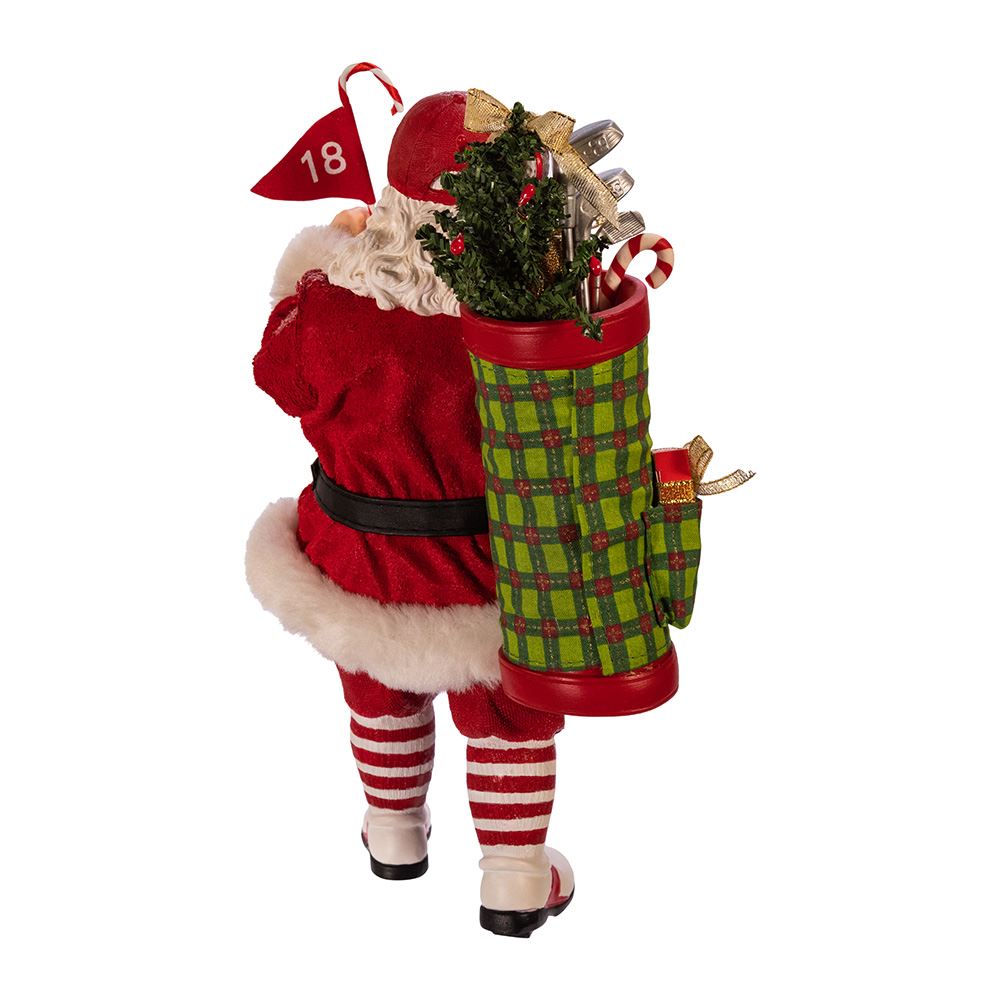 BABBO NATALE CON ATTREZZATURA DA GOLF 28 CM IN RESINA