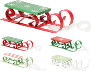 decorazione natalizia appendibile Slitta Natalizia 13cm modello assortito Rosso/Verde/Bianco