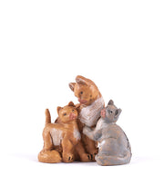 FAMIGLIA DI GATTI 12CM IN RESINA PER PRESEPE