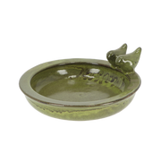 BAGNETTO TONDO VERDE CON UCCELLINI IN CERAMICA