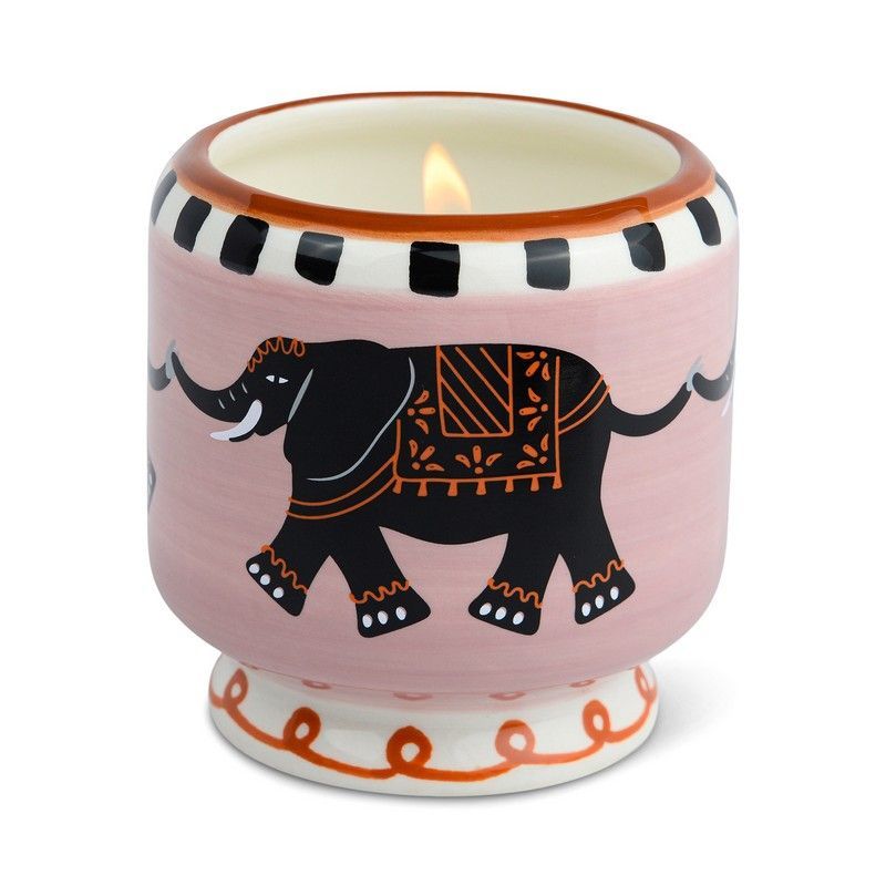 Paddywax Candela in Ceramica Decorata "A Dopo" – Elefante, Tabacco e Vaniglia (226 g)