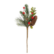 Ramo con Pigne e Bacche 28 cm Rosso