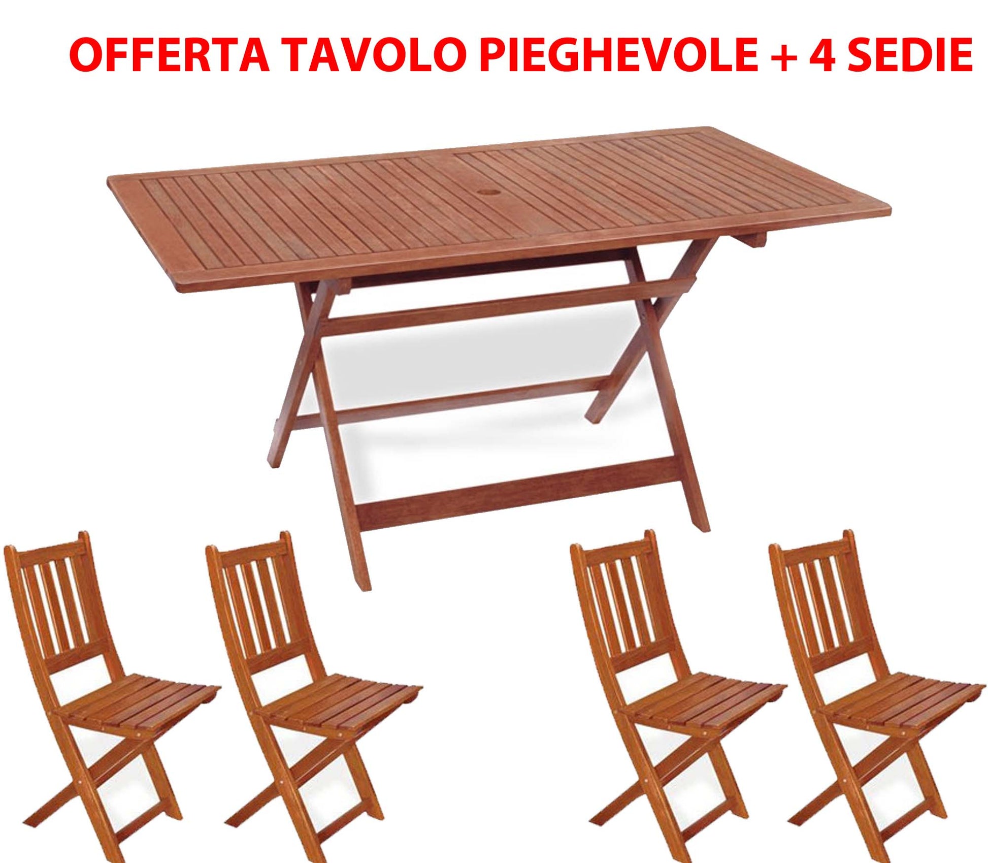 OFFERTA SET TAVOLO PIEGHEVOLE 100X70CM + 4 SEDIE KERUING