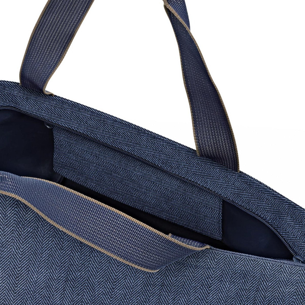 BORSA SHOPPER M HERRINGBONE DARK BLUE