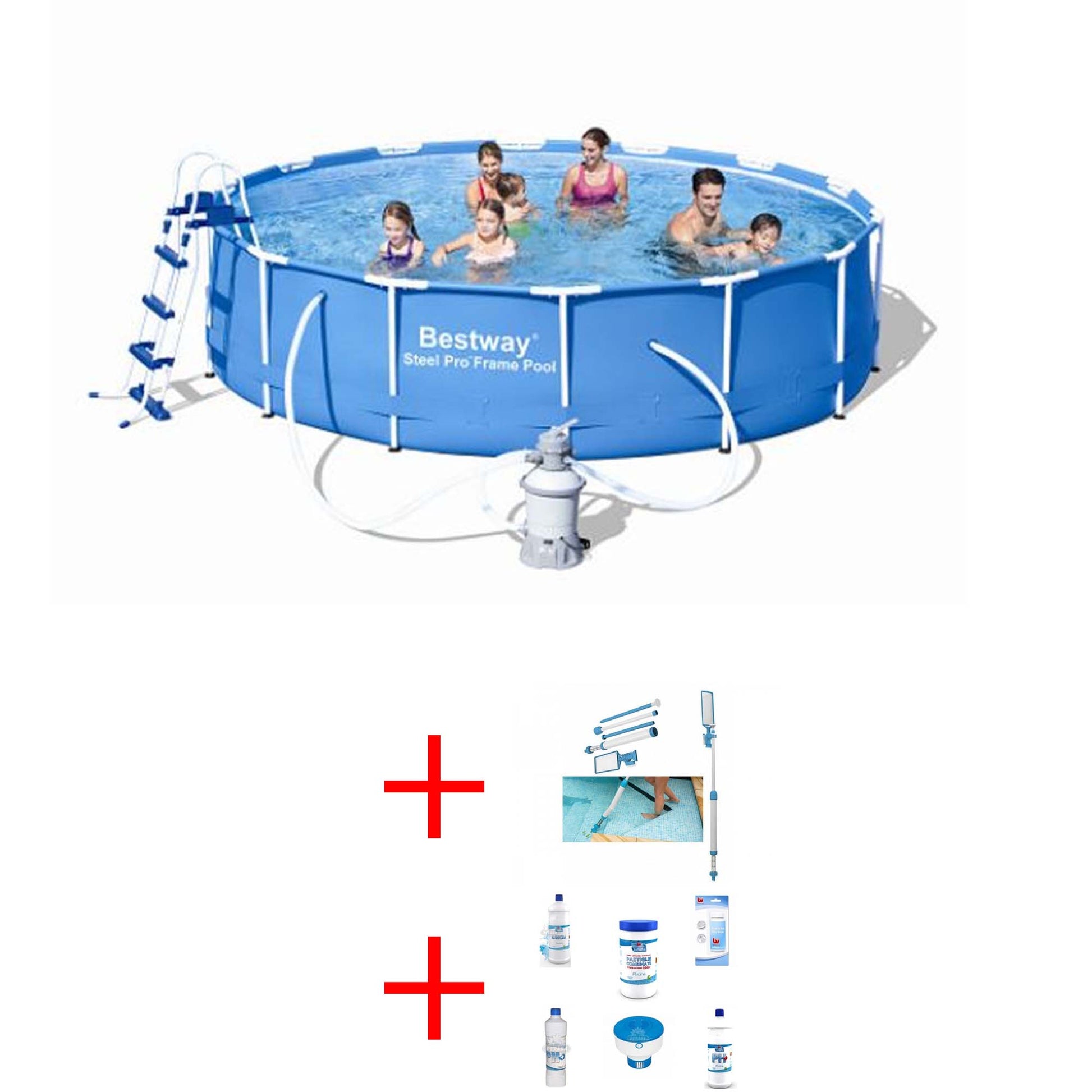 OFFERTA PISCINA ROTONDA 427XH100 FRAME + PULITORE DA FONDO + KIT MANTENIMENTO