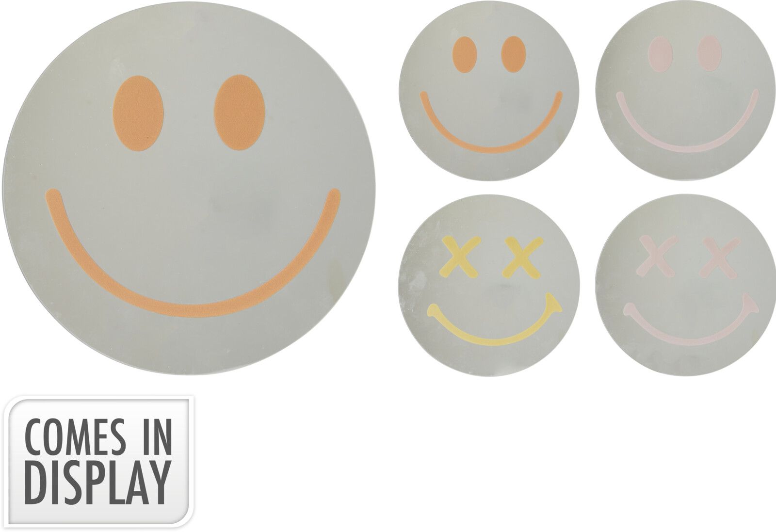 Specchio da Muro a Forma di Smiley - 25 cm colore assortito