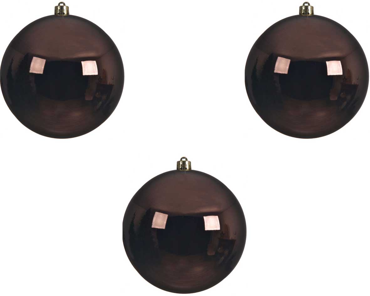 OFFERTA 3 PALLINE DI NATALE 14 CM MARRONE SCURO