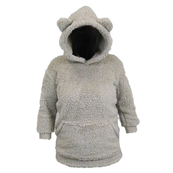 FELPA CON CAPPUCCIO E ORECCHIE, 50X70, GRIGIO CHIARO