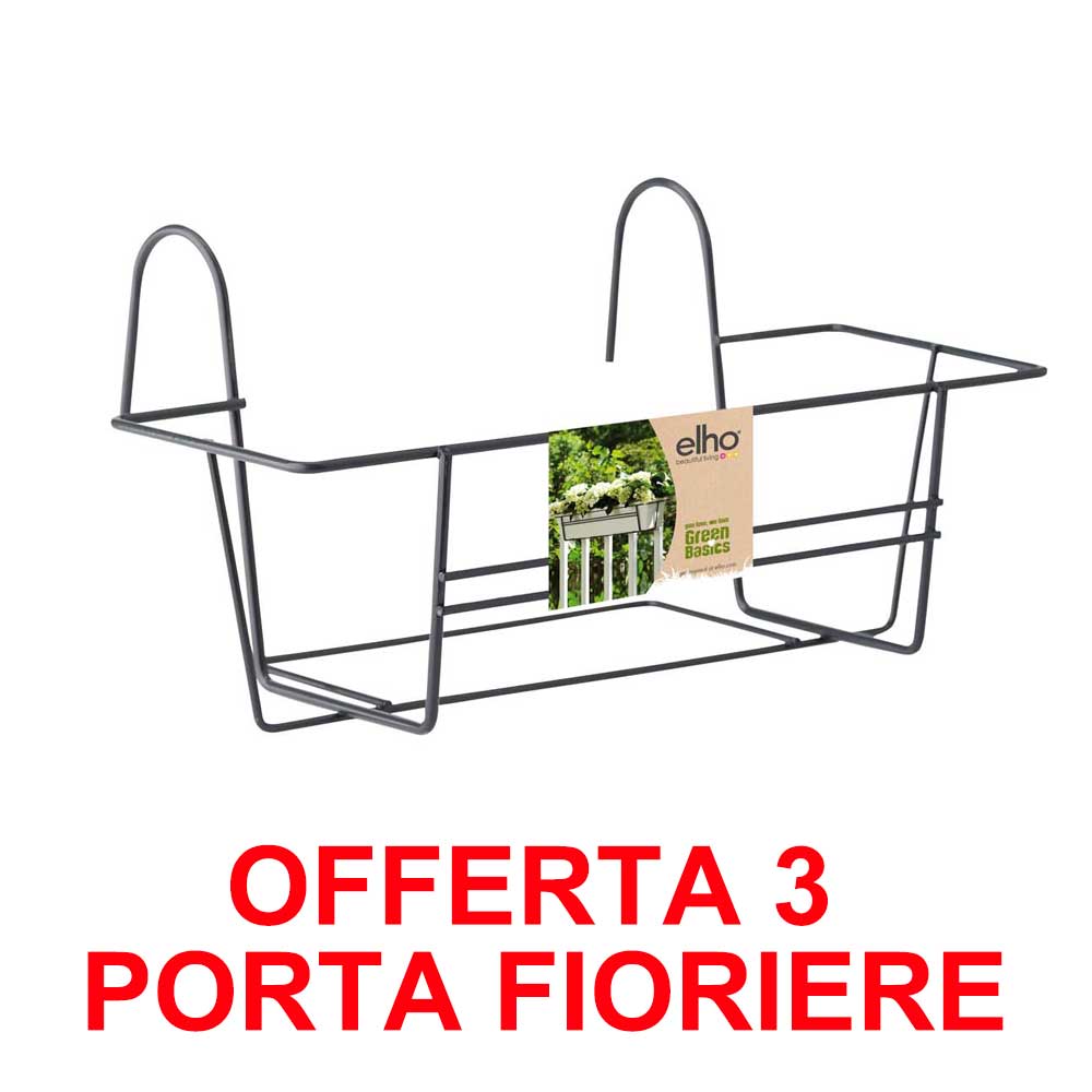 OFFERTA 3 PORTA FIORIERA GREEN BASICS BALCONY RACK 40CM ANTRACITE