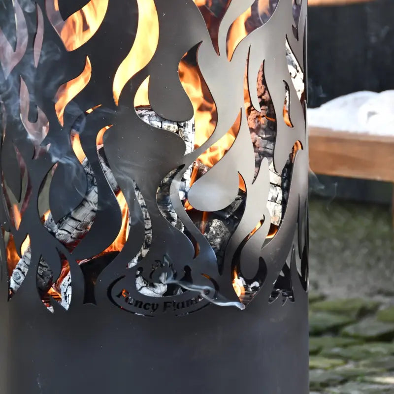 Braciere con Sportello in Acciaio al Carbonio D39x118 cm Nero