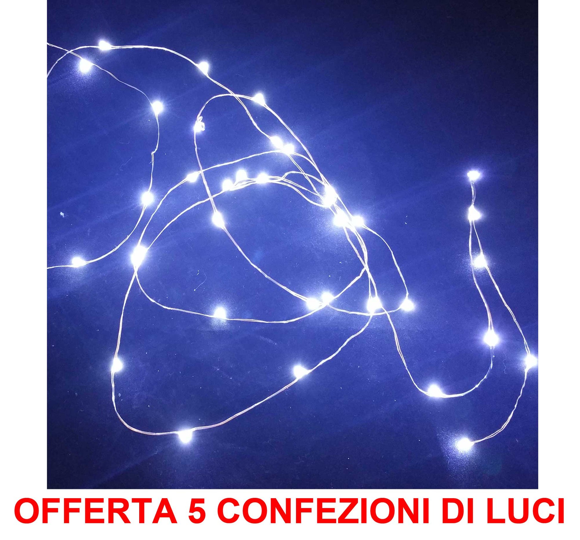 OFFERTA 5 CONFEZIONI DA 20 MICROLED LINEARI LUCI BIANCO FREDDO A BATTERIA