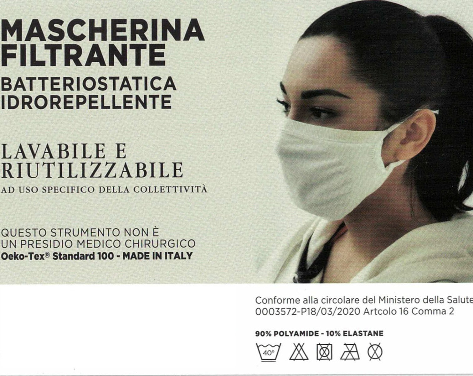 1 MASCHERINA FILTRANTE BATTERIOSTATICA IDROREPELLENTE