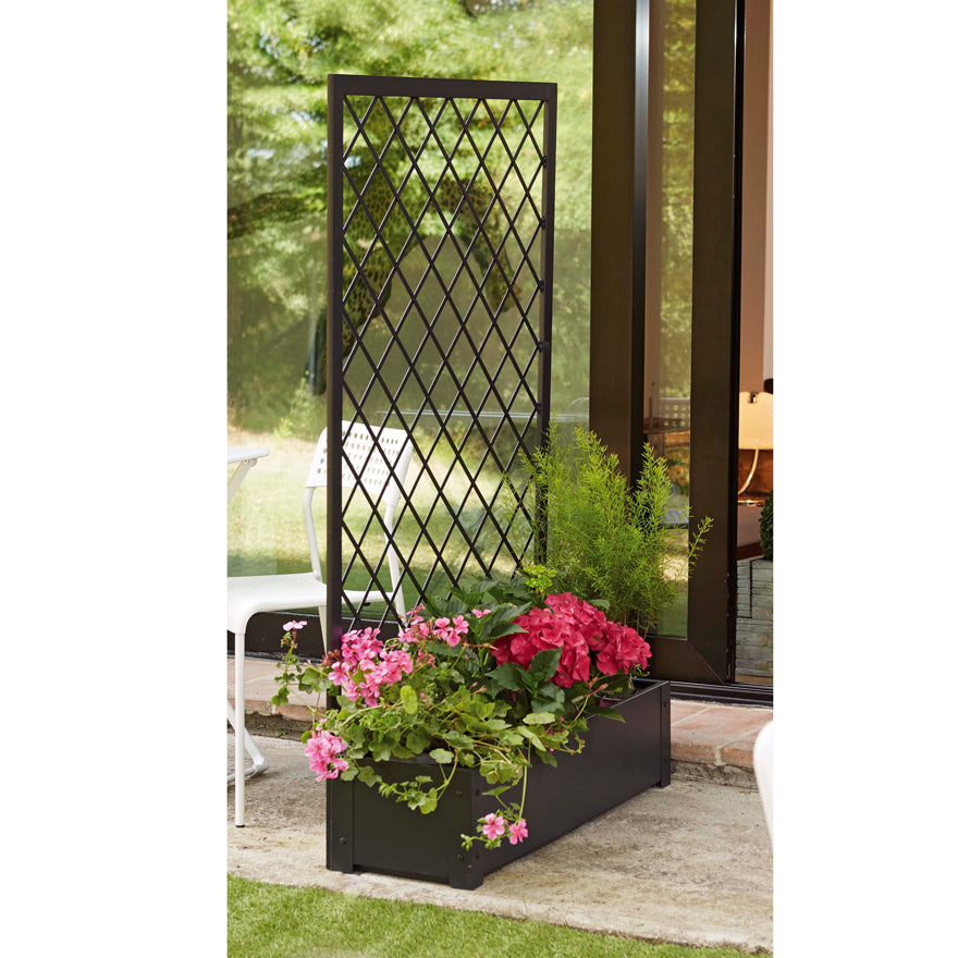 FIORIERA IN METALLO CON TRALICCIO 90X32XH150CM ANTRACITE