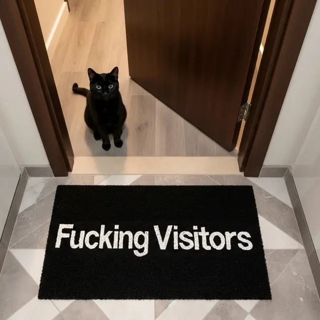 Zerbino in Fibra di Cocco "Fucking Visitors" 70x40cm Nero Fisura
